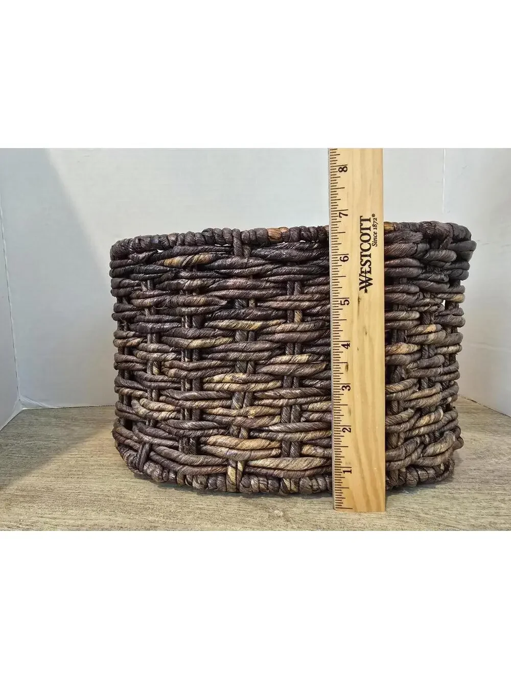 Vtg Woven Rattan Oval Storage/ Plant Basket 11
